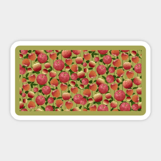 Tossed Apples on Green Fence Sticker by ArtticArlo